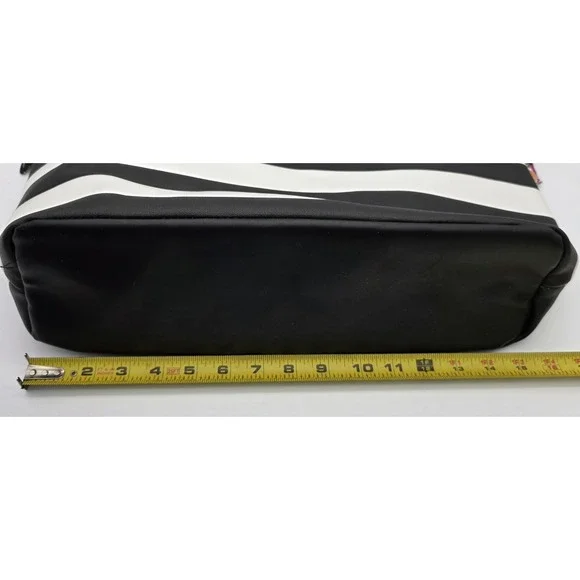 Simply Spring Tote Black White Stripes Flower Print Bows NWT Large Stylish #0255 - Picture 5 of 7